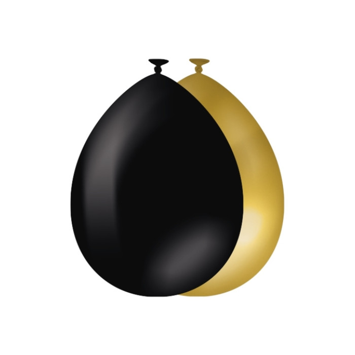 Ballonnen goud en zwart 10 stuks