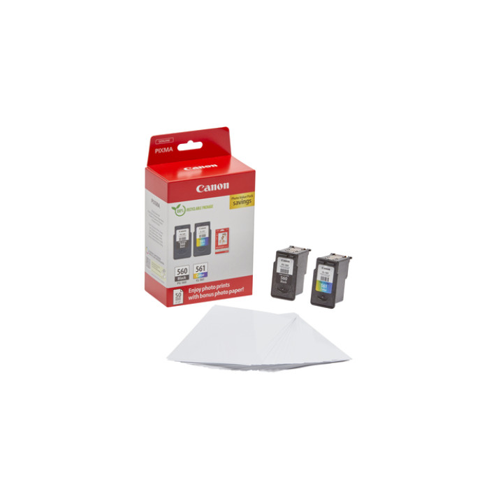 Inktcartridge Canon PG-560 CL-561 zw + kl + papier