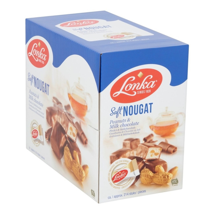 Nougat Lonka pinda melkchocolade doos 214 stuks