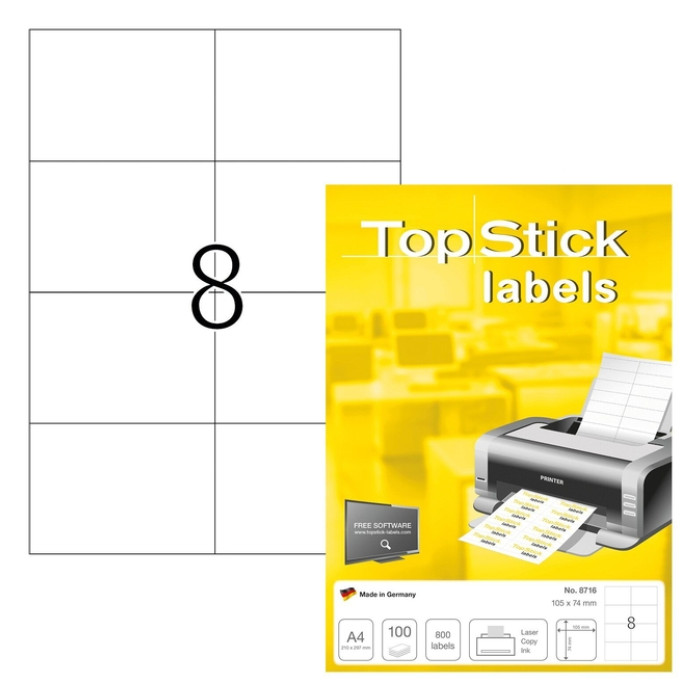 Etiket TopStick 8716 105x74mm wit 800 stuks