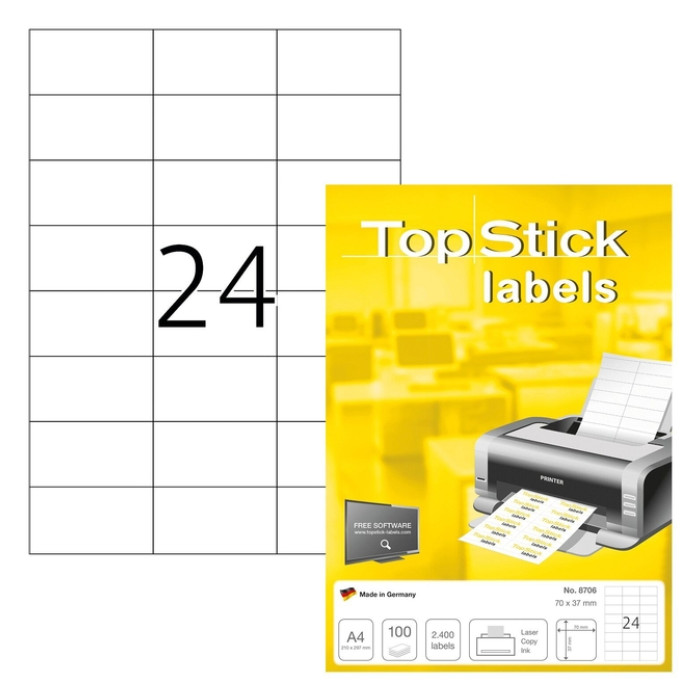 Etiket TopStick 8706 70x37mm wit 2400 stuks