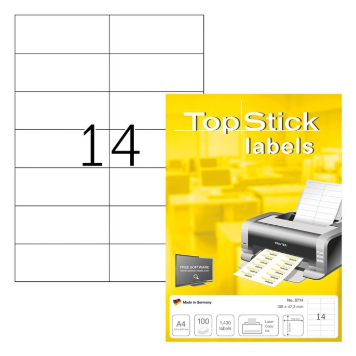 Etiket TopStick 8714 105x42.3mm wit 1400 stuks