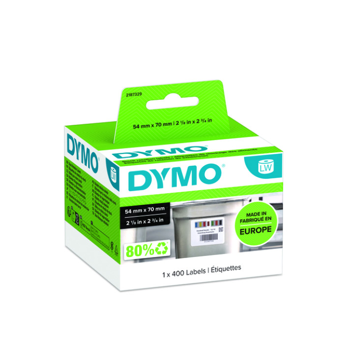 Etiket Dymo LabelWriter voedselhoudbaarheid 54x70mm 1 rol á 400 etiketten wit