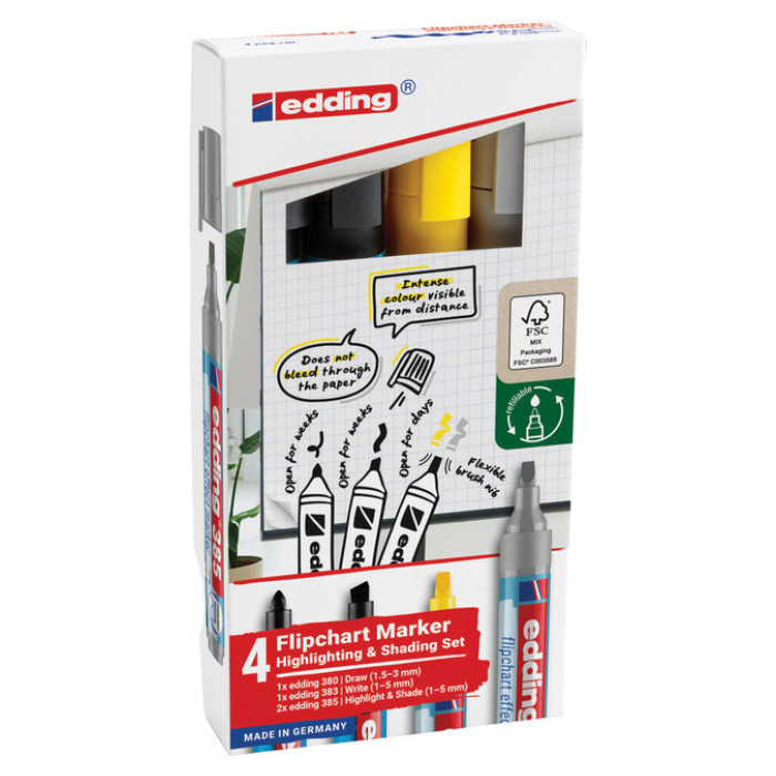 Viltstift edding 385 flipover incl 380 - 383  assorti 4 stuks