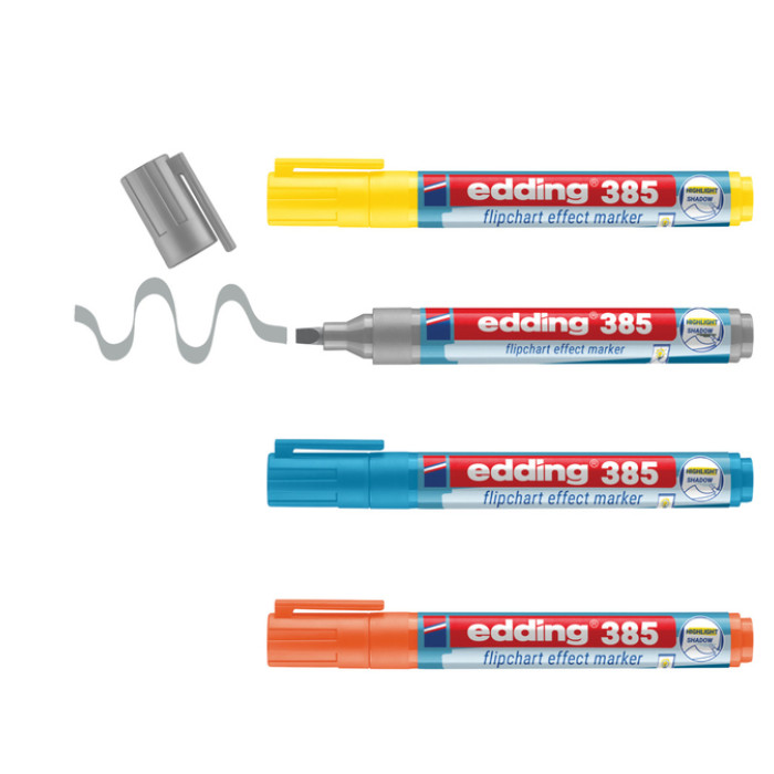 Viltstift edding 385 flipover penseelpunt assorti 4 stuks