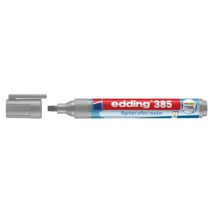 Viltstift edding 385 flipover penseelpunt zilvergrijs