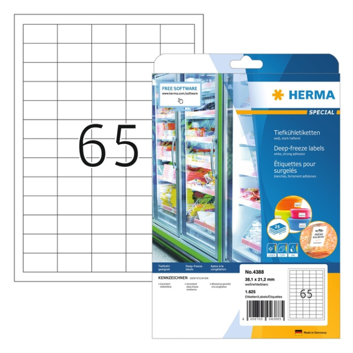 Etiket HERMA 4388 38.1x21.2mm diepvries wit 1625 stuks