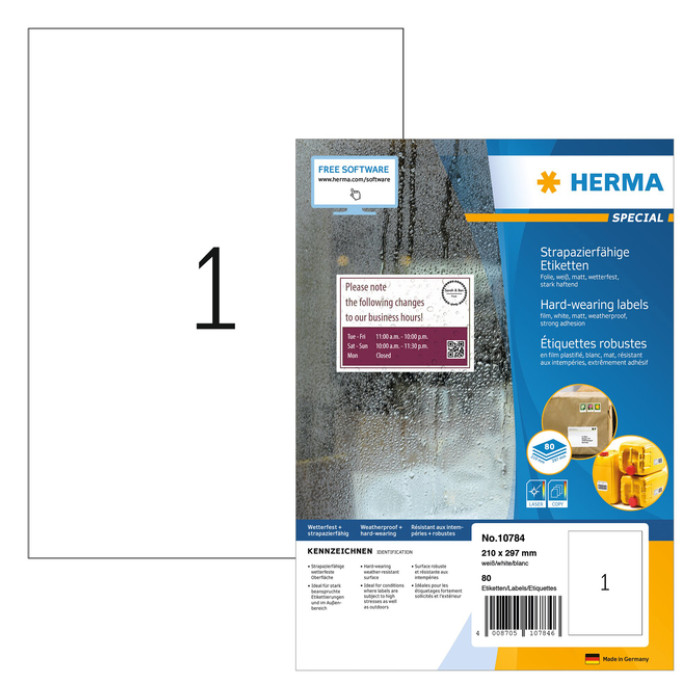 Etiket HERMA 10784 210x297mm weerbestendig wit 80 stuks