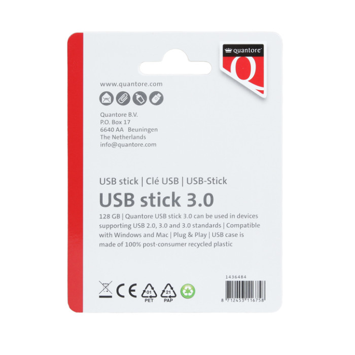 USB stick 3.0 Quantore USB-A 128GB zwart