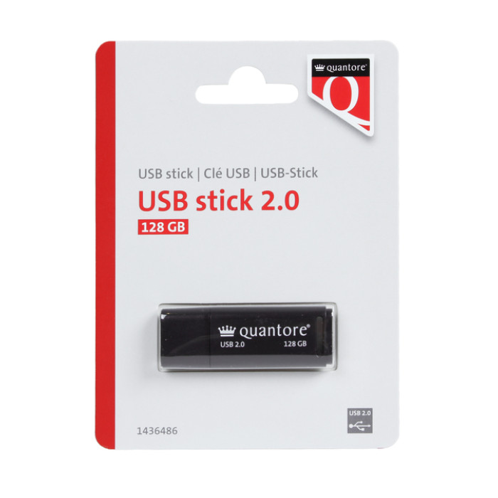 USB stick 2.0 Quantore USB-A 128GB zwart