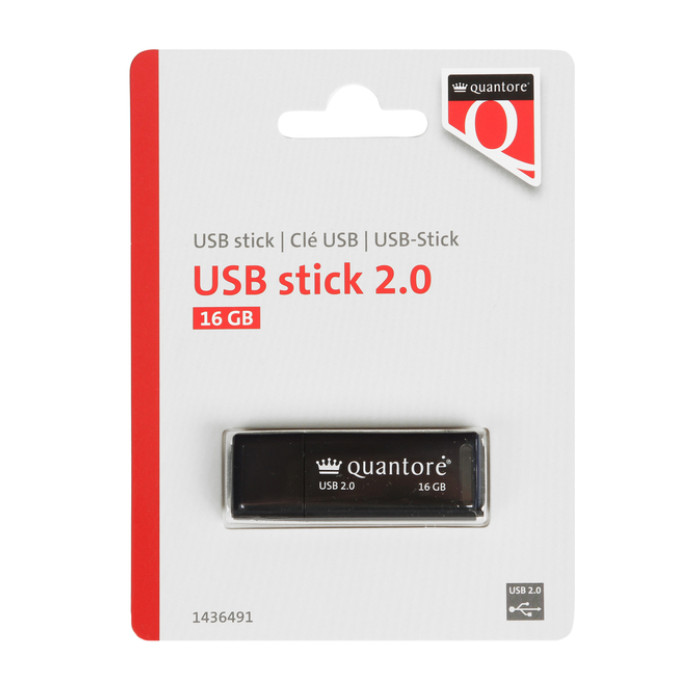USB stick 2.0 Quantore USB-A 16GB zwart