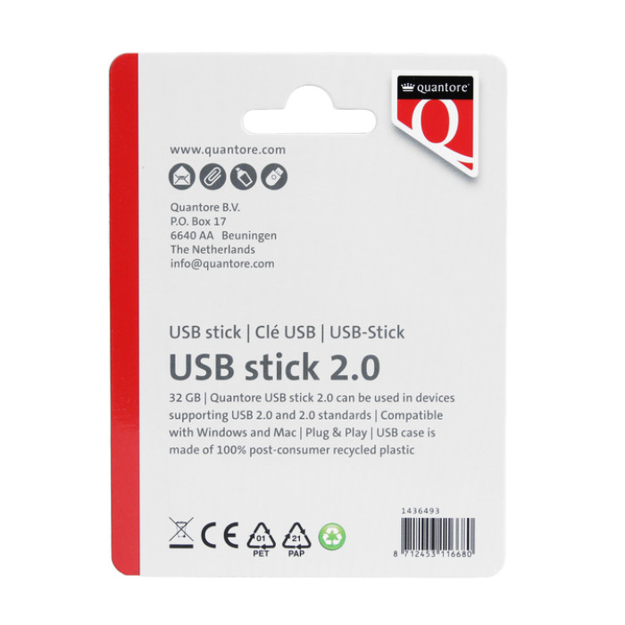 USB stick 2.0 Quantore USB-A 32GB zwart