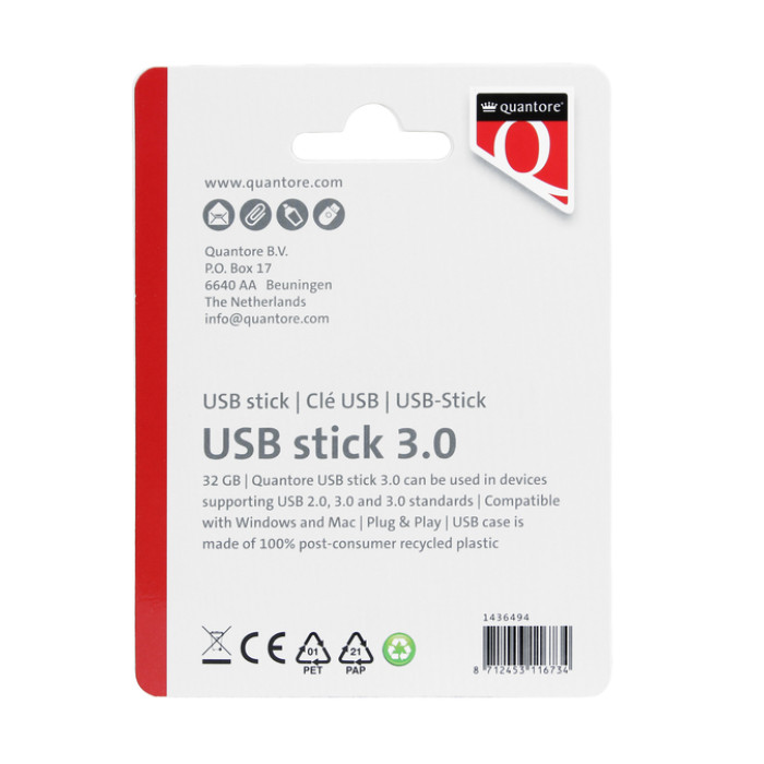 USB stick 3.0 Quantore USB-A 32GB zwart