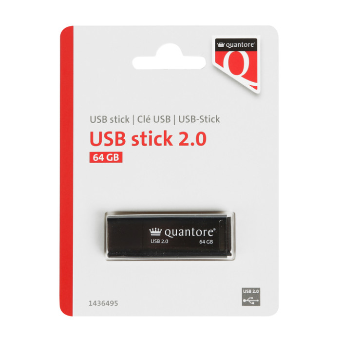 USB stick 2.0 Quantore USB-A 64GB zwart