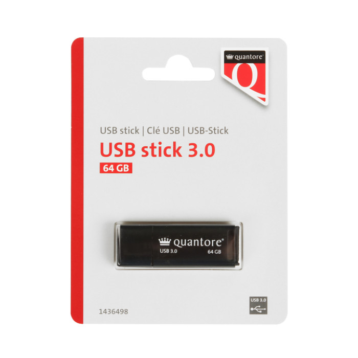 USB stick 3.0 Quantore USB-A 64GB zwart