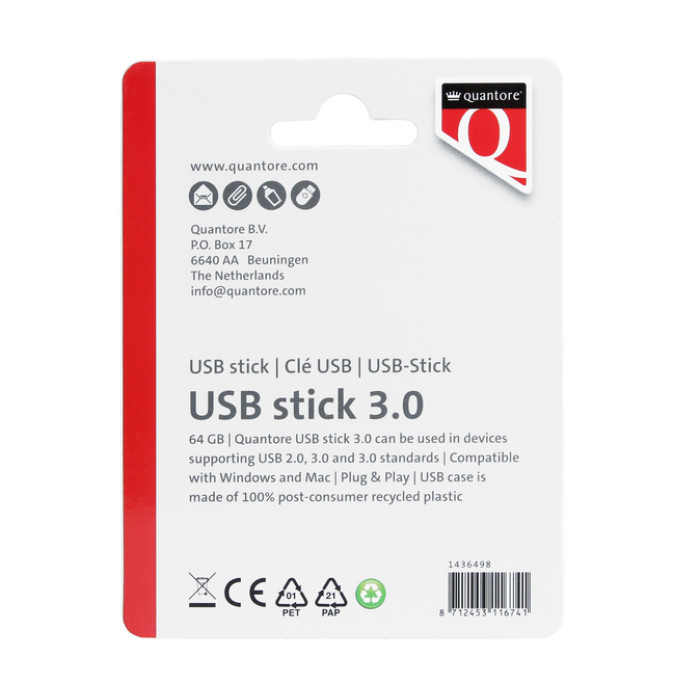 USB stick 3.0 Quantore USB-A 64GB zwart