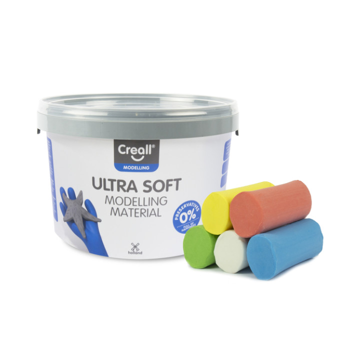 Klei Creall Play-it Ultra Soft helder rood/blauw/groen/geel/wit 1100gr