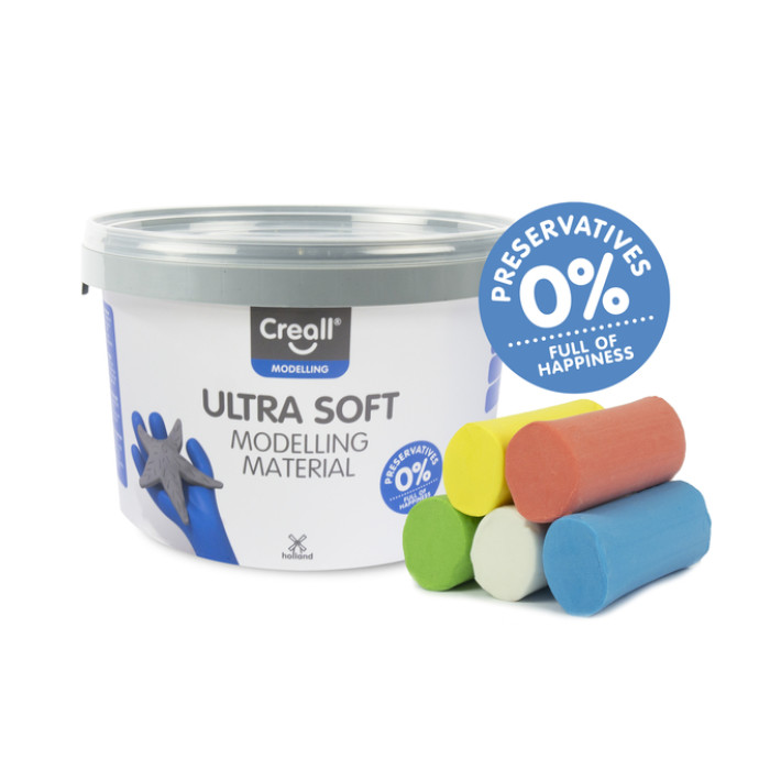 Klei Creall Play-it Ultra Soft helder rood/blauw/groen/geel/wit 1100gr
