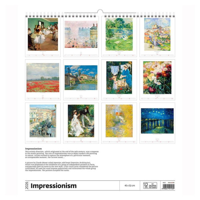Kalender 2026 Helma 365 Grote Impressionistische Kunstkalender 520x450