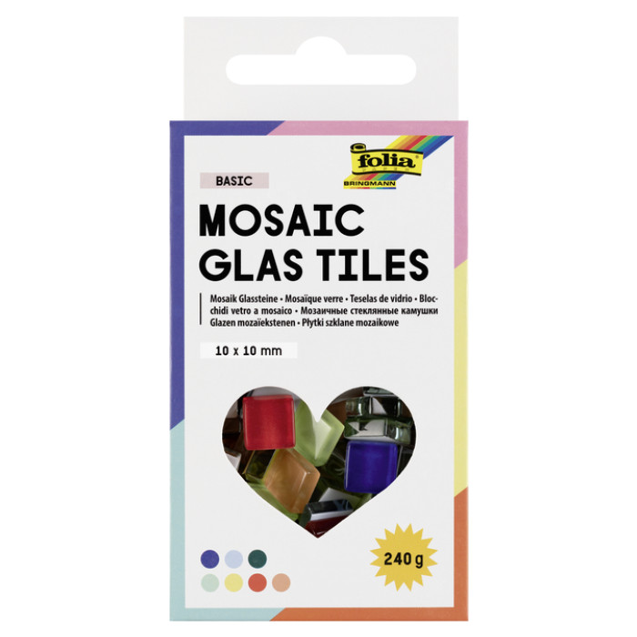 Mozaieksteentjes Folia 10x10mm glas basis assorti