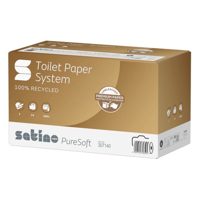 Toiletpapier Satino JT3 PureSoft systeemrol 2-laags 100m naturel 307140