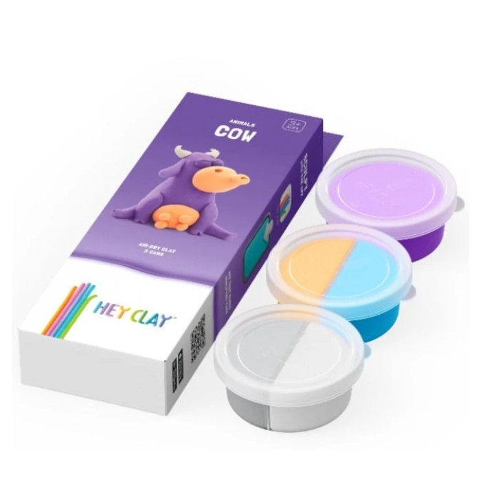 Klei Hey Clay koe set à 3 delen