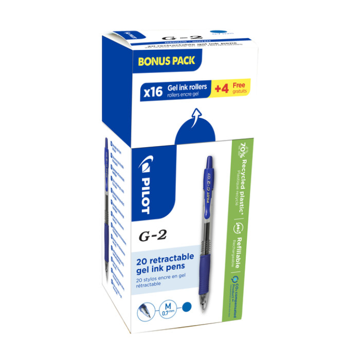 Gelschrijver PILOT BL-G2-7 medium blauw 16+4 gratis