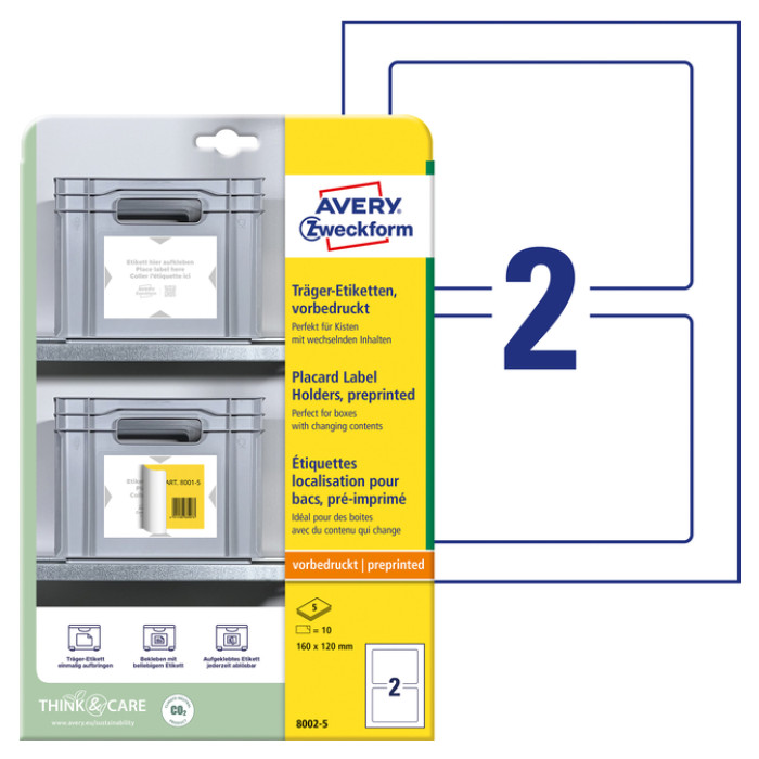 Positioneeretiket Avery 8002 160x120mm bedrukt 10 stuks