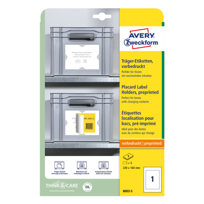 Positioneeretiket Avery 8003 220x160mm bedrukt 5 stuks