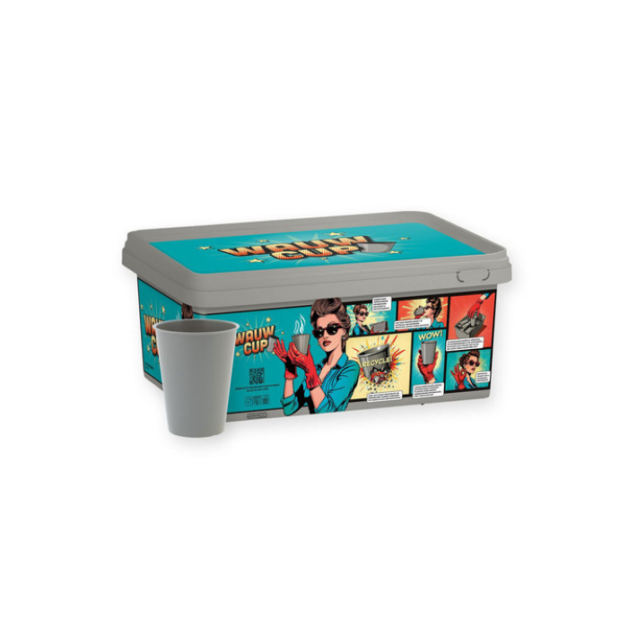 Koffiebeker IEZZY 180ml herbruikbaar Wauw 150 stuks grijs