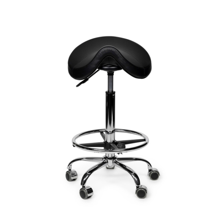 Zadelkruk Office Premium standaard met voetring harde wielen zw