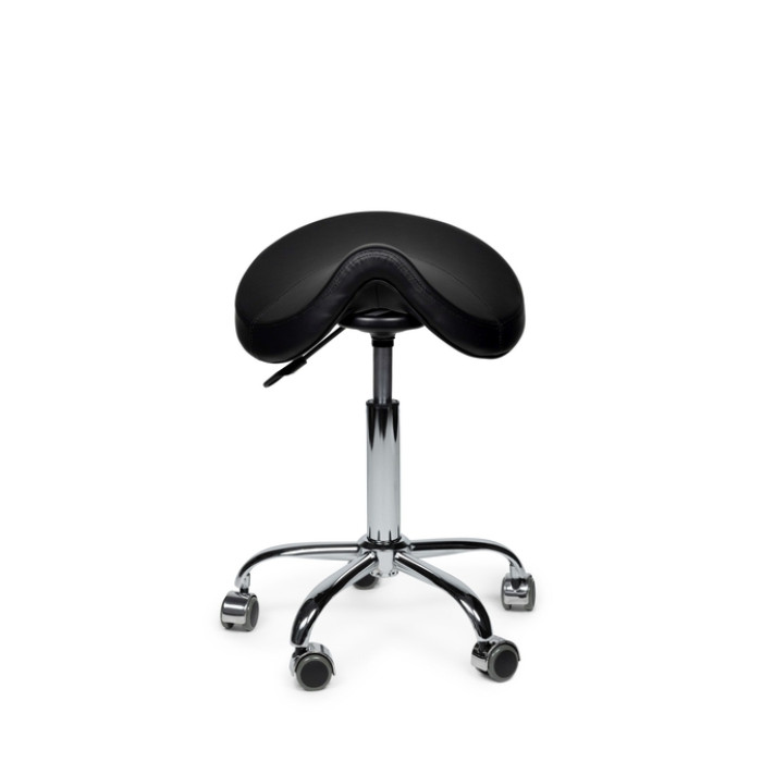 Zadelkruk Office Premium laag zonder voetring harde wielen zw