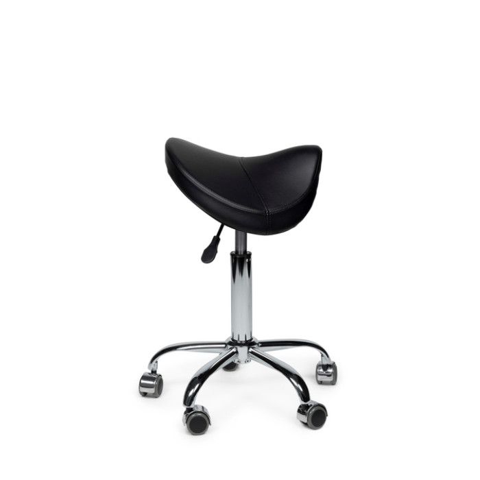 Zadelkruk Office Premium laag zonder voetring harde wielen zw
