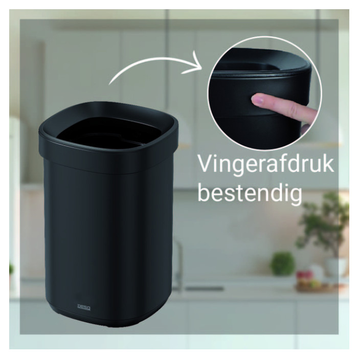 Afvalbak Desq open inworp 20 liter metaal zwart