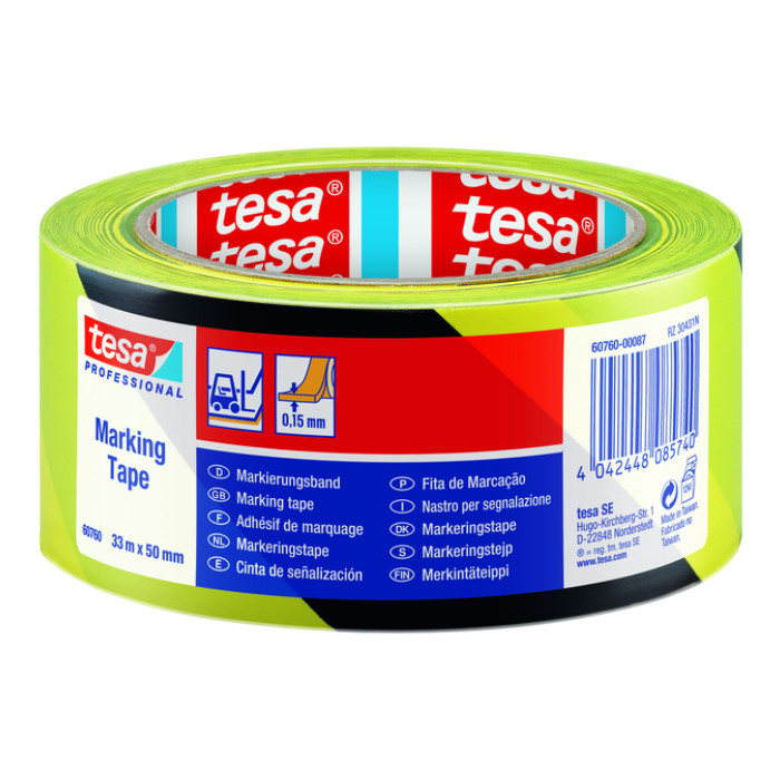 Markeringstape tesa® Professional 60760 PV1 50mmx33m geel-zwart