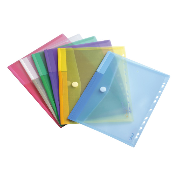 Enveloptas Djois Color Collection A4 horizontaal geperforeerd assorti