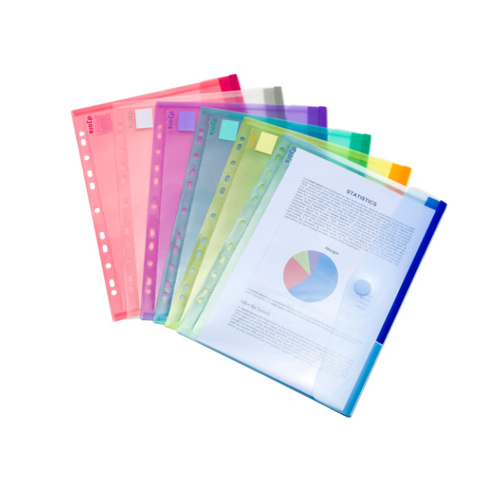 Enveloptas Djois Color Collection A4 horizontaal geperforeerd assorti