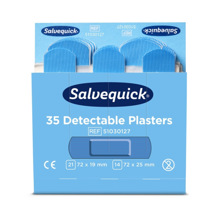 Pleisters Salvequick blauw detectable refill 6x 35 stuks
