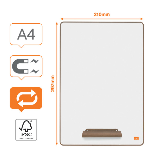 Whiteboard Nobo A4 mini 4 stuks
