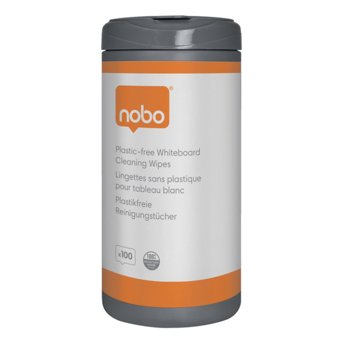 Whiteboardreinigingsdoekjes Nobo plasticvrij 100 stuks