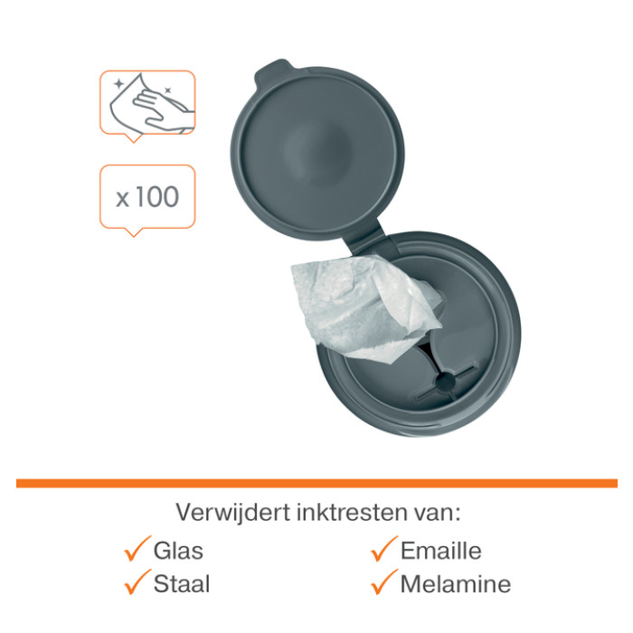 Whiteboardreinigingsdoekjes Nobo plasticvrij 100 stuks