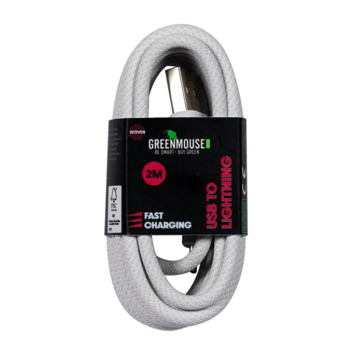 Kabel Green Mouse USB-A to Lightning data Woven 2m