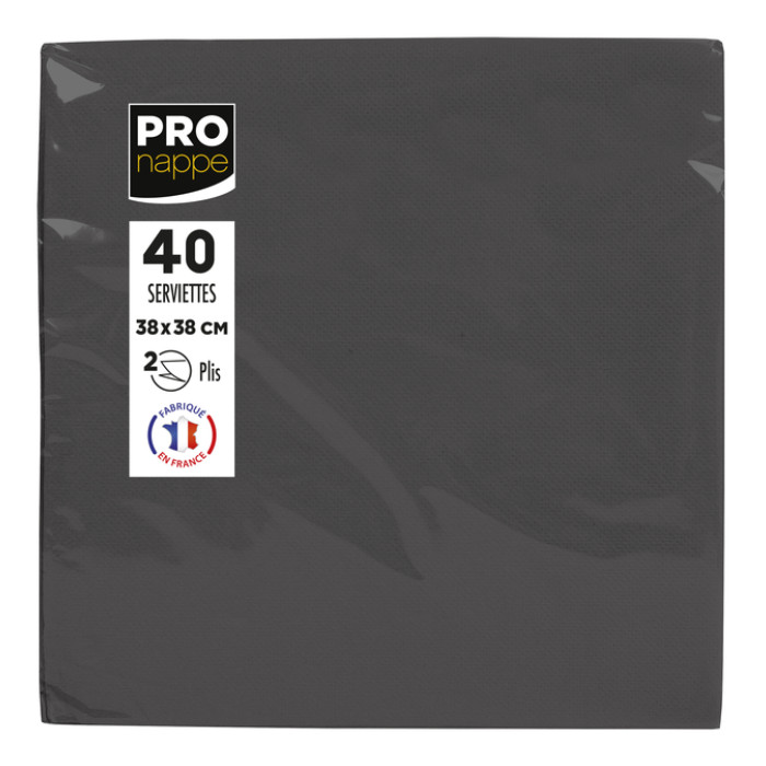 Servet Pronappe 1/4 vouw 2-laags 380x380mm 40 vel zwart