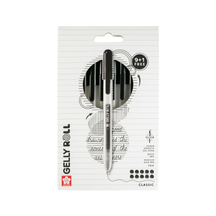Gelschrijver Sakura Gelly Roll Classic 08 klikfunctie zwart 10 stuks