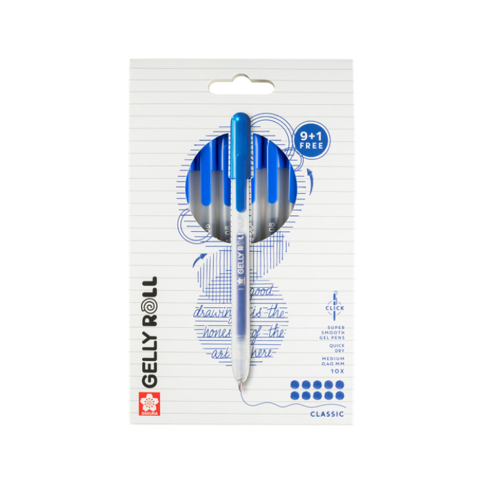 Gelschrijver Sakura Gelly Roll Classic 08 klikfunctie blauw 10 stuks