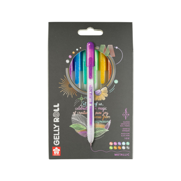 Gelschrijver Sakura Gelly Roll Metallic 08 klikfunctie assorti 10st
