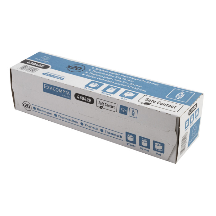 Telrol Exacompta 57mmx9m kern Ø12mm SafeContact thermisch