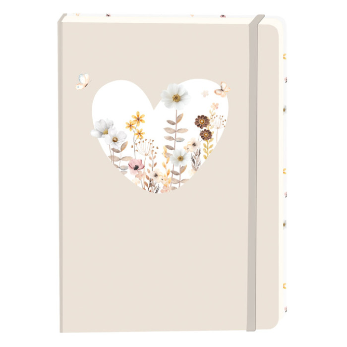 Notitieboek wit hart A5 lijn 92 pagina's softcover beige