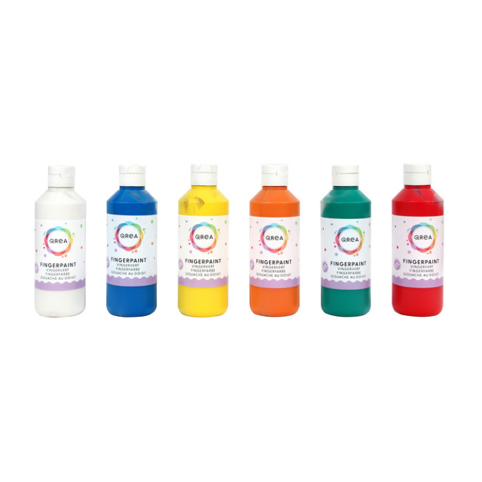 Vingerverf Qrea set à 6 kleuren 250ml