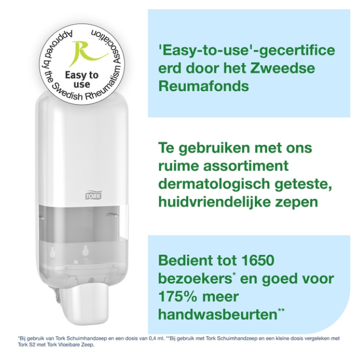 Zeepdispenser Tork S4 Elevation 1000ml wit 564500